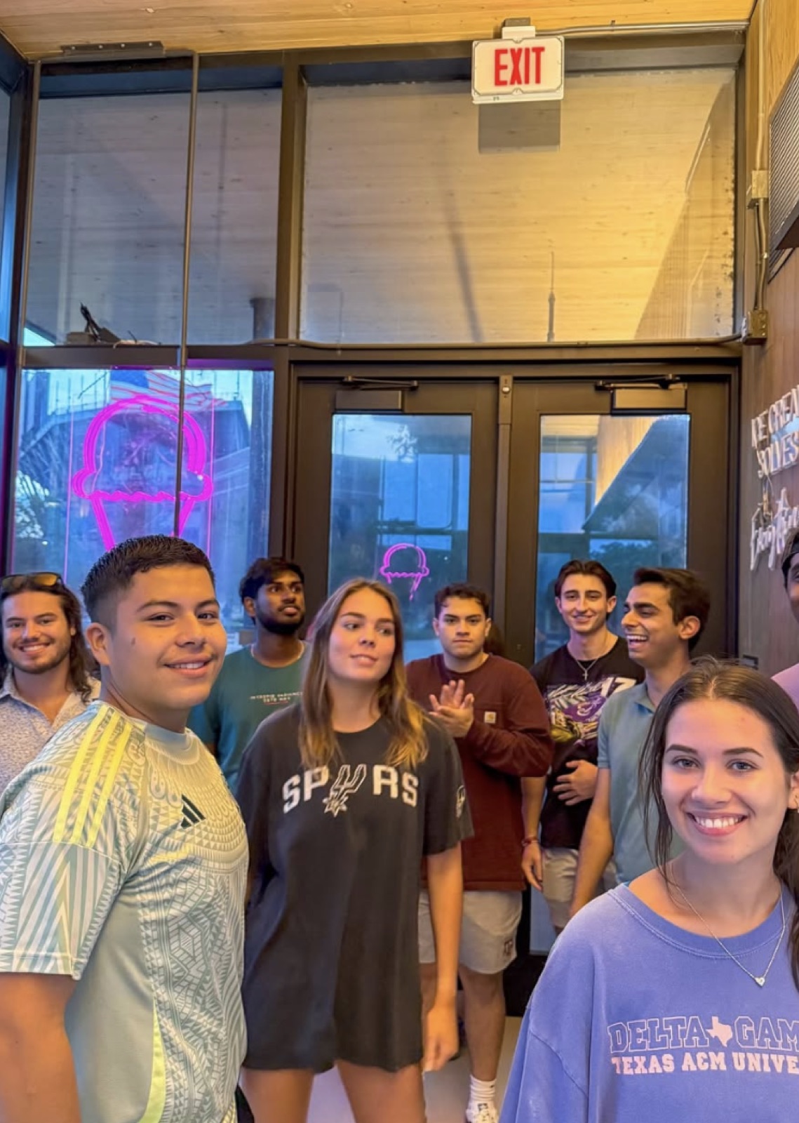 Members hanging out at an ice cream shop